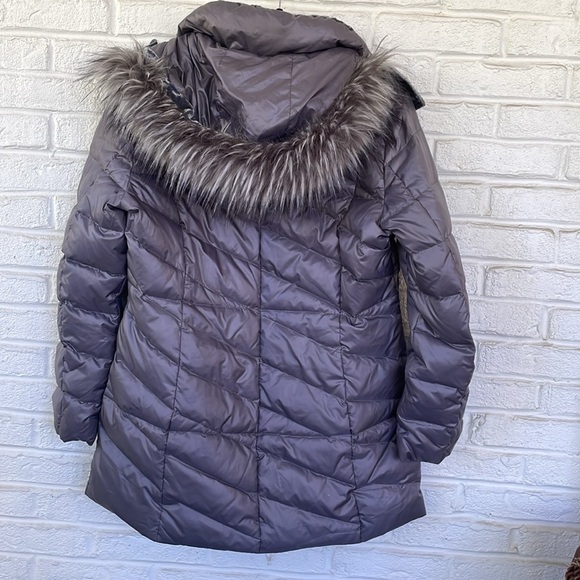 Marc New York Metal Grey Parka Coat Shirley Hooded Faux Fur Trim - Picture 3 of 15